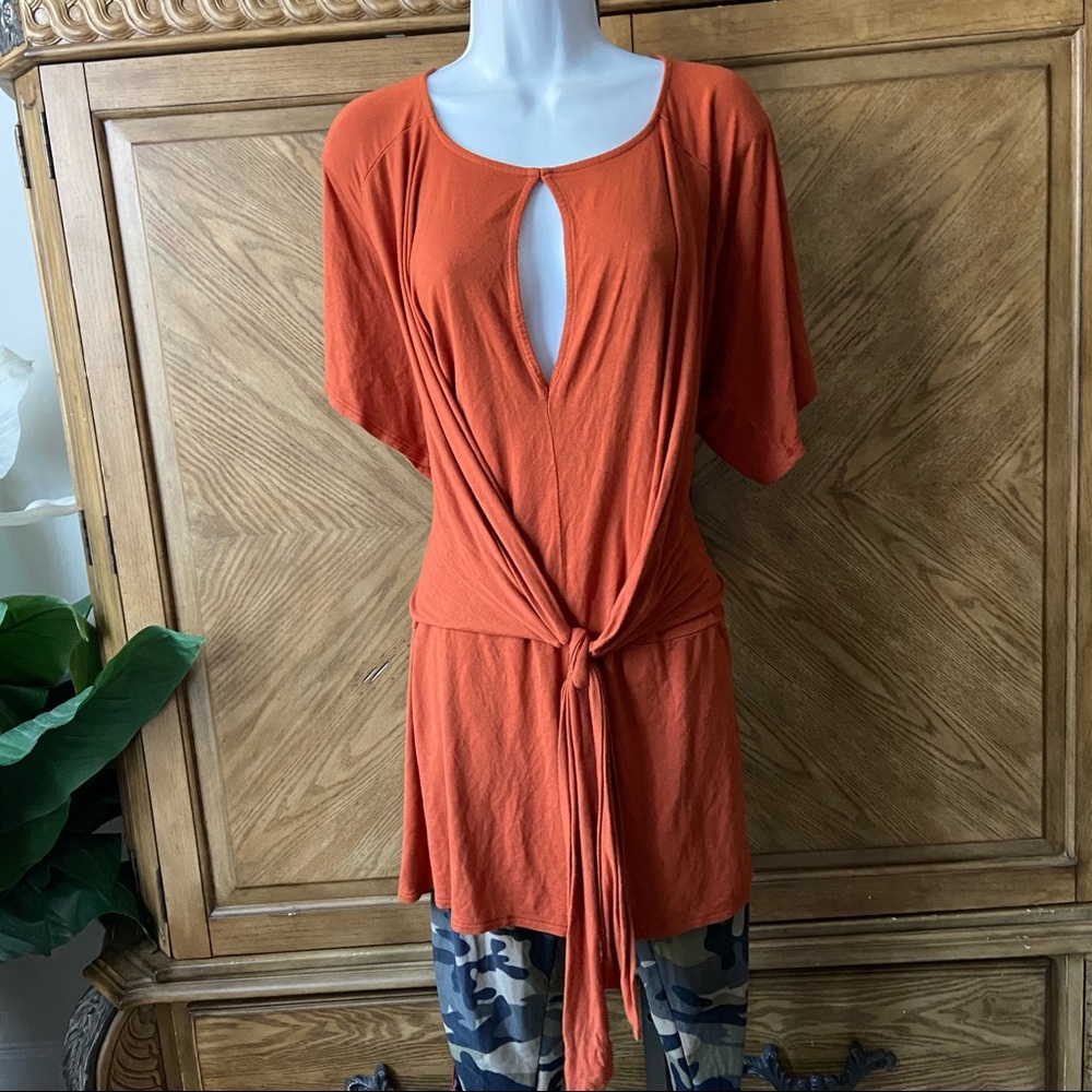 Forever21 Burnt Orange Wrap Tie short sleeve top